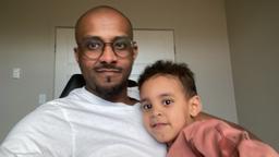 Ibrahim Elhag with his son Rakan